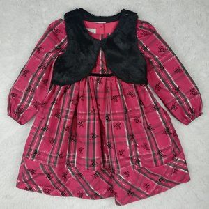 Pippa and Julie Girls Dress‎ Christmas Plaid Red Green Vest Size 6 New